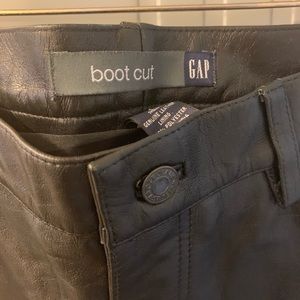 Black leather boot leg pants